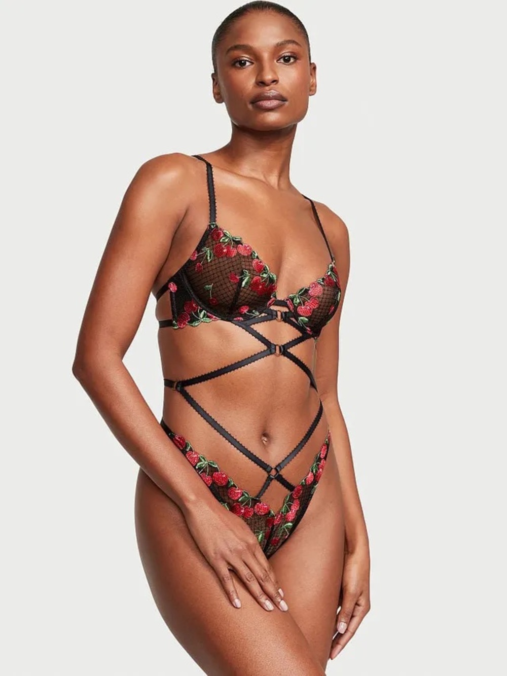 Victorias Secret Sheer Black Cherry Embroidered Lingerie